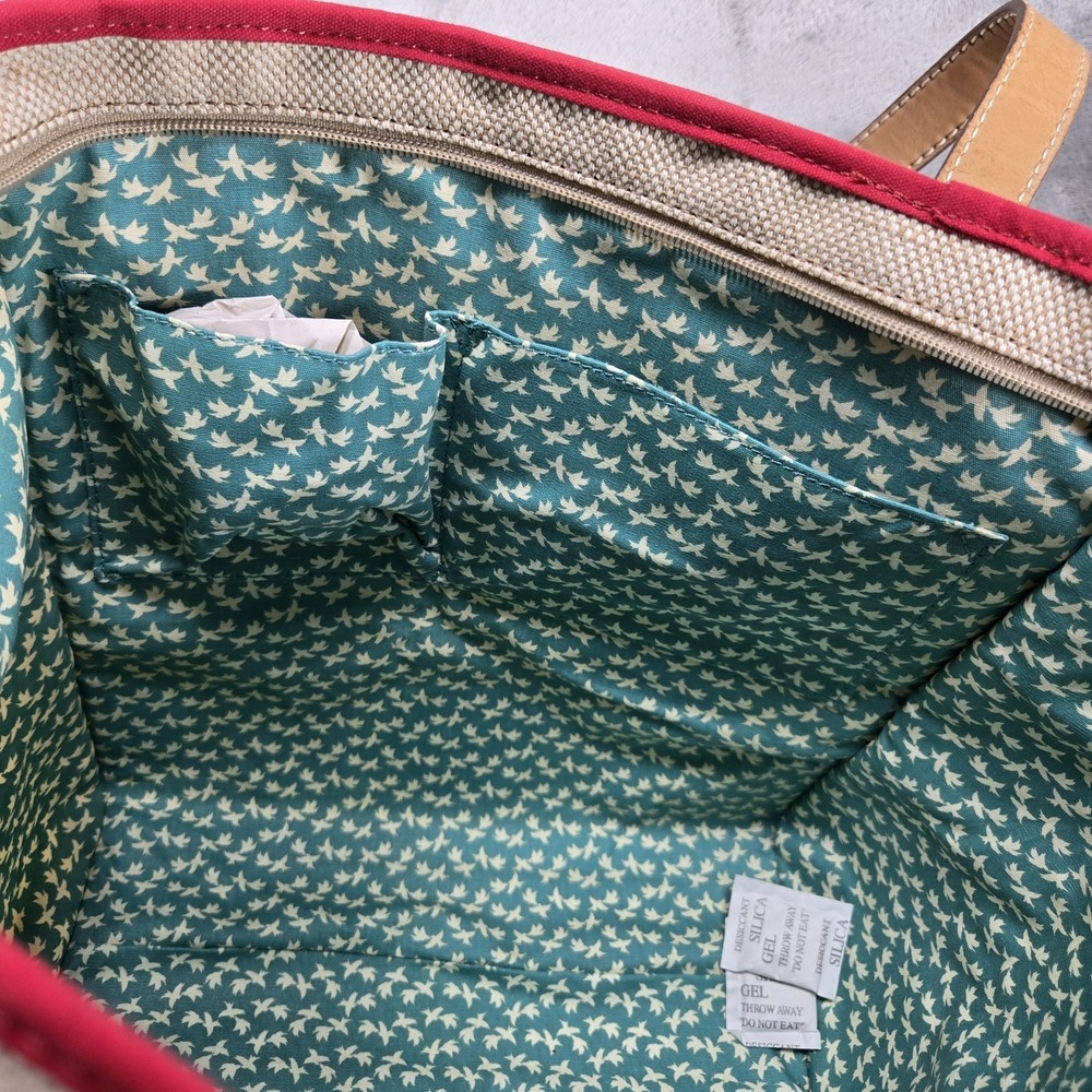 Fossil Key Per Shopper Tote Womens Large Aqua Woven Polka Dot New - Picture 11 of 13